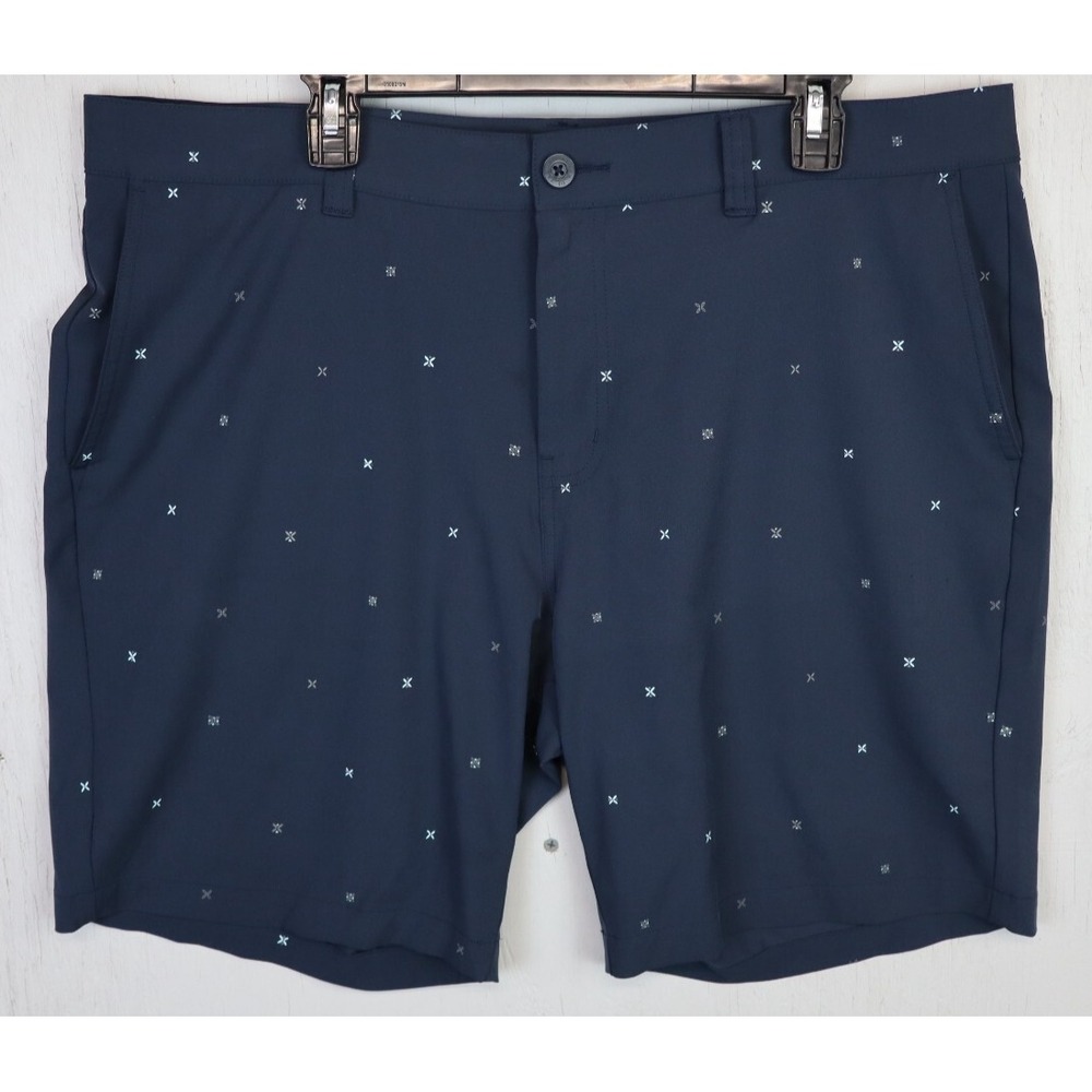 Mens Travis Mathew Blue Shorts Size 40 Polyester Cotton Golf Casual Geometric